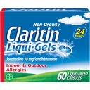 Claritin Liqui-Gels Alívio de Alergia 24 horas, Medicina de Alergia Não-Drowsy, Cápsulas de Loratadina Anti-histamínico, 60 Contagem