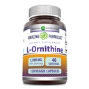 Fórmulas surpreendentes L-Ornithine 1500 Mg Por Servindo Cápsulas Veggie Suplemento □ Não-GMO □ Gluten Free □ Made in USA (120 Count)