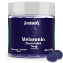 Gotas Melatonina Gummies, 5mg – Baseada em plantas, Vegan Melatonina 5mg para apoio natural ao sono com extrato de camomila, 60 Conde, sabor de mirtilo (1-fornecimento de mês)