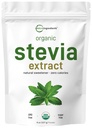 Pó de estevia orgânica pura, 8 onças, 1414 servindo, extrato de folha verde de Stevia de alta qualidade Reb-A, Reduzido sabor amargo, 0 Caloria, Adoçante natural, Alternativa de açúcar, Keto Friendly