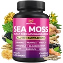BMVINVOL Sea Moss Black Seed Shilajit Ashwagandha + Bladderwrack, Ginger, Moringa, Açafrão, Burdock, Ginseng, Rhodiola Rosea - 100 Cápsulas
