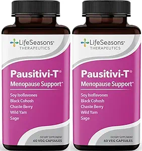 Pausitivi-T - Suplemento de suporte de menopausa - alívio para flashes quentes, desequilíbrio hormonal e suores noturnos - Nutres Tecido - Sage, Chasteberry, Soy Isoflavones & Black Cohosh - 60 Cápsulas (Pacote de 2)