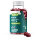 Viteey Biotin Gummies para a pele do cabelo e unhas - Biotin para pastilhas de crescimento de cabelo - 5000 mcg - Vegan, Sem glúten, Não-GMO - 60 Contagem
