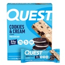 Quest Nutrition Cookies & Cream Protein Bars, 21g de proteína, 4g de carboidratos líquidos, 1g de açúcar, Sem glúten, Keto Friendly, 4 contagem