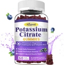 Pastilhas de citrato de potássio – Suplemento de potássio para a saúde muscular, alívio do crânio da perna & equilíbrio eletrolítico, Vegan, Não-GMO, Sem glúten, Aroma de mirtilo, 60 contagem