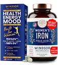 Suplementos de ferro e ácido fólico para as mulheres - 35mg gentil Vitamina de ferro, ácido fólico 400mcg - Anemia, período, suplemento de suporte de gravidez, comprimidos de sulfato ferroso - 60 comprimidos Vegan não-constipantes