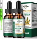 2 Pack Mullein Drops para Pulmões, 1200mg Mullein Leaf Extrair Drops Líquidos com clorofila para Lung Cleanse & Detox, Suporte para Respiratório, Imune, Sistema Digestivo