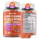 1Pack Milk Thistle Liver Detox Gummies, 18-em-1 Liver Cleanse Detox & Repair Supplement with Berberine, Chicory Root, Alcaçuz, Alcachofra, Raíz de dente-de-leão, Chanca Piedra, Vitaminas B6 B12 - Açúcar grátis