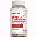 Pílulas de cafeína de liberação estendida + Cafeína L-Teanina + Foco e Suplemento de Energia + Sem Jitters, Sem Queda + Natural - 120 Cápsulas
