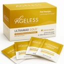 Idoso UltraMAX Gold - HGH Anti-Aging Supplement for Women & Men - Rejuvenesce a pele, Restaura a aparência jovem, Aumenta a energia e o sono, Pó Efervescente - Valencia Orange Flavor - 22 Packets