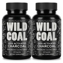 Alimentos Selvagens Cápsulas de Carvão Ativado 100% Organic Coconut Shells Active Tablets for Bloating Relief □ Lab Tested & Non-GMO Detox Pills □ EUA (Duas Garrafas - 120 Cápsulas)