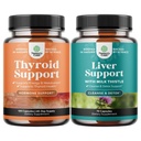 Pacote de Complexo de suporte de tiroide ervas com L Tyrosine Bladderwrack Selenium Puro Ashwagandha e Fígado Cleanse Detox & Repair - Cardo de leite com Dandelion Root Choline Beetroot & Extrato de alcachofra