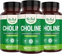Aninhado Naturals Choline Bitartrate 500mg .High Potence Choline Supplements , Suporta desempenho cognitivo e função hepática , 100% Vegan & Non-GMO ,