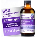 Bold Botanica Elderberry Elixir – 65x Extrato Concentrado - Livre de Açúcar - Kid Friendly - Black Elderberry Syrup com Aronia Berry para apoio imunológico - 4 Fl. Oz.