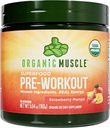 Orgânico músculo orgânico pré-treino em pó, manga de morango — USDA Orgânico Superalimento mistura      , Maca, Beterraba raiz, Cordyceps, Rhodiola , 150mg Cafeína natural, Vegan, Sem Jitters, 20 Servings