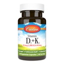 Carlson - Vitamina D3 + K2, 50 mcg (2000 UI) Vitamina D3 e 90 mcg Vitamina K2 como MK7, Suporte ósseo, Absorção de Cálcio, 120 Cápsulas