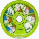INVODA Semanal Organizador de comprimidos 7 Compartimento Caixa de pílulas rotativas para medicação diária e vitaminas - Portátil caso de pílulas de viagem Suplementos de óleo de peixe Organizador de vitaminas (laranja)