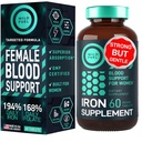 Suplemento de ferro para mulheres com ácido fólico - 35 mg Blood Builder Sulfate ferroso, ácido fólico 400 mcg - Pílulas de ferro para mulheres com anemia e suporte à gravidez - 60 Gluten-Free, Vegan Iron Vitamina Tablets