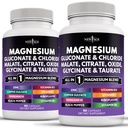 NEW AGE Magnesium Supplement - Poderoso Glicinato Citrato de Malato Óxido Taurato de Gluconato de Aspartato Orotato & Mag Cloreto Manganês Saúde óssea e força óssea, suporte conjunto - 180 Contagem
