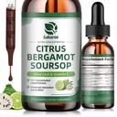 Citrus Bergamot Liquid Drops - Suplemento Natural com Soursop, Arroz de Levedura Vermelha, Alho, Folha de Oliva, Pimenta Preta - Alta Absorção - Suporte Global Bem-Estar* - Soursop Bitters Liquid, 2 Fl Oz