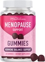 Menopausa Suporte Gummies Equilíbrio Alivio Hormônio para flashes quentes, suores noturnos, swings de humor, & Bloating, com Fitoestrogênio Soja, Vitamina D3, PABA, Biotina, Vegetariana, Gluten-Free