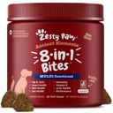 Patas Zesty Dog Multivitamin, Vitaminas mastigáveis do cão e Suplementos para Hip & Joints, Pele & Revestimento, Ómega 3 óleo de peixe para cães- Senior & Puppy Multivitamin - Bison- 90ct