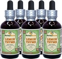 Tomilho de limão (Thymus x Citriodorus) Glicerita, extrato líquido seco de ervas orgânicas sem álcool (Nome da marca: HerbalTerra, Feito orgulhosamente nos EUA) 5x2 fl.oz (5x60 ml)