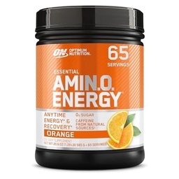 Optimum Nutrition Amino Energy - Pré-treino com chá verde, BCAA, Aminoácidos, Keto Friendly, Extrato de café verde, Energia em pó - Refrigerador laranja, 65 Servings (Pacote em maio Vary)