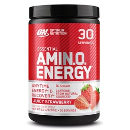Optimum Nutrition Amino Energy - Pré-treino com chá verde, BCAA, Amino Acids, Keto Friendly, Extrato de café verde, Pó de energia - Juicy Strawberry Burst, 30 Servings (Packaging May Vary)