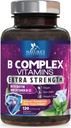 B Cápsulas Vitaminas Complexo - com vitamina B12 B6 B100 C Folato de Biotina e Ácido Fólico - Suplemento para Coração, Cérebro e Nervo Suporte - Super Complexo B Completo para Imune e Suporte Energético - 120 Cápsulas