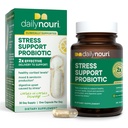 Diariamente Nouri Stress Support Probiótico para mulheres e homens Suporta gestão de cortisol, alívio de estresse, humor, digestion & gut saúde      , 3 clinicamente estudado Strains + Vegan Omega Oil , 30-dia fornecimento
