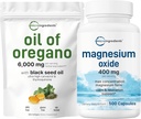 Micro Ingredientes Óleo de Orégano Softgels 6.000mg Por Servimento & Óxido de Magnésio 400mg Pacote de Pacotes de 4X Carvacrol & Thymoquinon Forma Elemental para Concentração Max