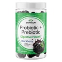 Swanson Probiótico + chicletes prebióticos - Suplemento de suporte digestivo promovendo função digestiva e regularidade intestinal - Ajuda a apoiar a saúde imunológica - (BlackBerry, 60 chicletes)