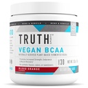 Verdade Nutrição Vegan BCAA Pó- 2:1:1 Razão Natural BCAAs Aminoácidos Pó para Energia, Muscle Building, Pós treino Recuperação Beber para a recuperação muscular (Sangue Laranja, 30 Servings)