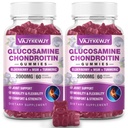 2 Embalagens 2000mg Gummies de condroitina de glucosamina, Glucosamina de força extra com HSH de condroitina e açafrão, Suplemento de suporte conjunto, Suporte imunológico antioxidante - 120 Gummies