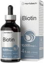 Horbäach Biotin Liquid Drops 10000mcg 4 fl oz Flavor de Berry (vegetariano, não OGM e glúten) Suplemento gratuito
