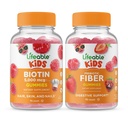 Crianças Biotina Lifeable + Prebiótico Fiber Kids, Gummies Bundle - Grande degustação, Suplemento Vitamina, Gluten Free, GMO Free, Gummy mastigável