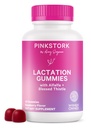 Rosa Cegonha Aleitamento Suplemento Gummies - Suprimento de leite materno de apoio com cardo de leite, Alfalfa, Vitamina D, e B12, Recuperação Pós-parto, Amamentação Essenciais - Framboesa, 40 Contagem