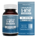 L Folato de metilo 1000 mcg Plus Cofator de metilo B12 – Forma ativa 5-MTHF - Suporta humor, metilação, cognição – Formas bioativas altamente biodisponível de vitamina B9 & B12 (60 Cápsulas – 60 Servões)