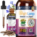 Pulmões brilhantes - Suplemento de suporte de detox pulmonar para ajudar a manter a saúde pulmonar geral e respiratória - Grindelia, Lobelia, Alcaçuz, Cereja selvagem e mais!