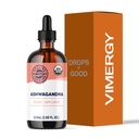 Vimergy USDA Organic Ashwagandha Liquid Extract, 57 Servings –Stress Supplement Drops – Adaptogen - Suporta função cognitiva – Apoio ao sono – Livre de álcool, Não-GMO, Vegan & Paleo Friendly (115 ml)