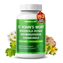 St John's Wort 14-in-1 Mistura Natural com Rhodiola Ashwagandha Camomila Holy Basil L-Theanina Valerian Passionflower - 150 Count - Made & Tested in The USA