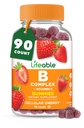 Vitamina B Vitamina Vitamina Complex Gummies para Adultos com Vitamina C grande sabor Vitamina B Gummies para Energia e Nerve System Vegan B Vitaminas Complex para Mulheres, Homens 90 chicletes
