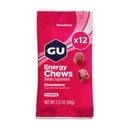 GU Energy Chews, Strawberry Energy Gummies com Electrolytes, Vegan, Gluten-Free, Kosher, 20 mg de cafeína, e Dairy-Free Energia On-the-Go para Qualquer Exercício, 12 Bolsas (24 Servings Total)