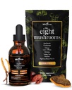 KIKI Verde 8 Cogumelos Pó e Extrato Líquido - Complexo Suplemento de Cogumelo para Foco e Energia - Mane Leão, Chaga, Cordyceps, Turquia Tail, Reishi, Shiitake, Maitake - 4 oz, 2 fl oz