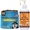 Natural Dog Company Wellness Bundle para cães, óleo de salmão para cães, multivitamina e Suplemento, Itch Relief