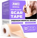 AWD Silicone Scar Sheets for Surgical Scars - Fita de cicatriz de silicone grau médico sem costura para a seção C, Tuck Fita de barriga - Silicone Skin Patches Após a cirurgia deve ter (1,6" x 60" Rolo sem costura)