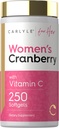 Carlyle Cranberry Pills para as mulheres, 250 Softgels, suplemento concentrado de extrato com vitamina C e E, não-GMO, sem glúten, para ela