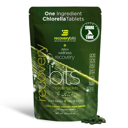 RECOVERYbits - Comprimidos orgânicos de chlorela - Superalimento de algas com base vegetal - Clorofila - Parede celular rachada - Energia - Sistema imunológico - Detox - Keto - Vegan - Não-GMO - Grande Bolsa - 1000 Comprimidos