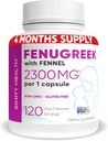 Cápsulas de Fenugreek Aleitamento com Funcho Para Lactação, 2300mg Por Cápsula, 120 Count, Fenugreek Pills Non-GMO, Gluten Free Fenugreek Seeds Extract Supplements, Fenogreco Capsulas